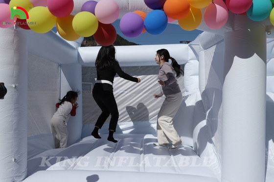 13x13x10ft commercieel witte springhuis grote springer springopblaasbaar kasteel voor kinderen volwassenen met glijbaan en balput