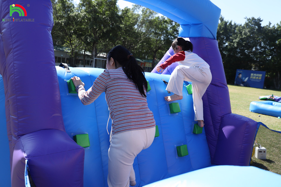Commerciële opblaasbare uitsmijter Combo Bounce House Kids Party Bouncy Castle met glijbal Pit Klimmen Hindernis Blower