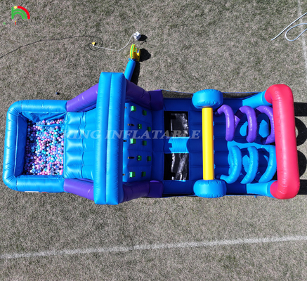 Commerciële opblaasbare uitsmijter Combo Bounce House Kids Party Bouncy Castle met glijbal Pit Klimmen Hindernis Blower