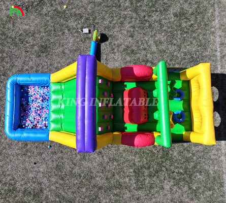 Opblaasbare uitsmijter Combo Hindernisbaan Bounce Kasteel Huis Met Glijbanen Ball Pit Klimmen Hindernis Blower