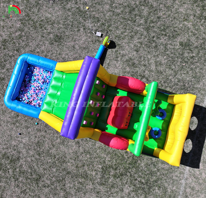 Opblaasbare uitsmijter Combo Hindernisbaan Bounce Kasteel Huis Met Glijbanen Ball Pit Klimmen Hindernis Blower