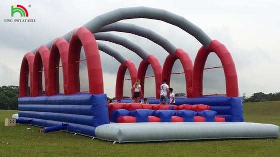 PVC Tarpaulin 5k opblaasbaar obstakelcursus Combo Grote glijbaan Interactieve volwassen opblaasbaar obstakel