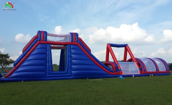 Commerciële buitenopblaasbare hindernisbaan Uitdagingen Volwassenenopblaasbare klim Bounce House Sport Spelen