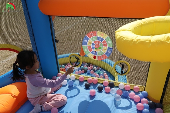 Kinderen opblaasbaar Bounce House Combo Party Kleuter opblaasbaar Springende Bouncy Castle Met Slide Pool Basket Dartboard Trampoline