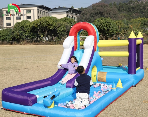 Opblaasbaar springhuis met glijbaan Klimmuurhindernissen Trampoline Ball Pit Pool