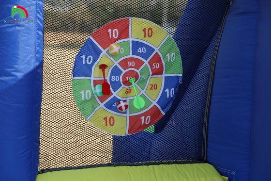 Kinderenfeest nat droogopblaasbaar springhuis water glijbaan uitsmijter combo met grotere splash zwembad klimmen blazer basket dartboard