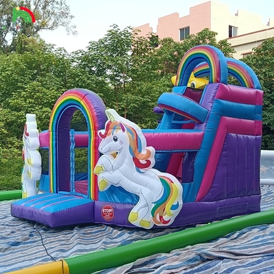 Opblaasbare uitsmijter Combo Hindernisbaan Bounce Kasteel Huis Met Glijbanen Ball Pit Klimmen Hindernis Blower