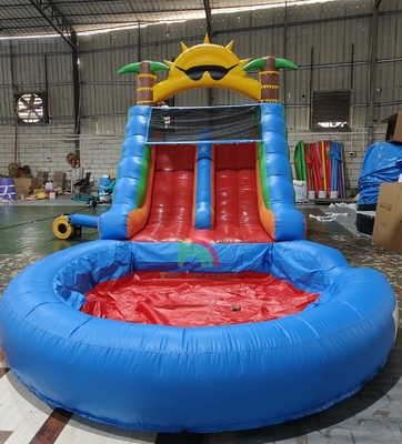 Volwassenen Kinderen Waterglijbaan Commerciële kwaliteit Volledige PVC Dubbelbaan Opblaasbare Waterglijbaan Met Luchtdicht Splashwaterbad
