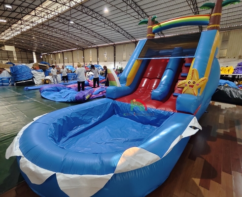 Commerciële kwaliteit PVC opblaasbare waterglijbaan met zwembad