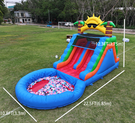 Dubbele lijn PVC opblaasbare waterslide combinatie met zwembad obstakel klim opblaasbare zwembad glijbanen