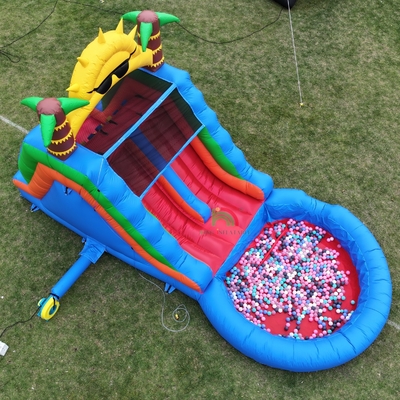 Dubbele lijn PVC opblaasbare waterslide combinatie met zwembad obstakel klim opblaasbare zwembad glijbanen