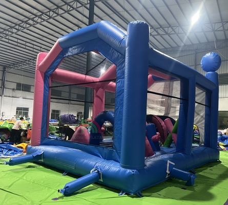Commercieel opblaasbaar springhuis kasteel combo opblaasbaar springkasteel met obstakel trampoline