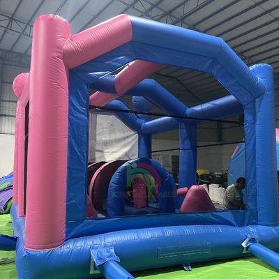 Commercieel opblaasbaar springhuis kasteel combo opblaasbaar springkasteel met obstakel trampoline