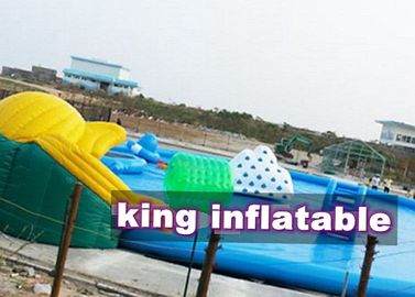 Douane 0.9mm Pool van het Waterparken van pvc de Opblaasbare met Dia en Speelgoed op Land