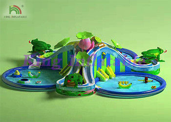 Luchtdichte Groene Opblaasbare het Waterparken van pvc met Dia's en Pools voor Commercieel