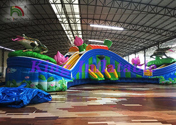 Luchtdichte Groene Opblaasbare het Waterparken van pvc met Dia's en Pools voor Commercieel