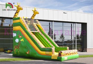 De groene/Gele Opblaasbare Droge Dia van Girafpvc past Dia voor Openluchtactiviteiten aan