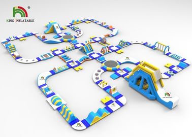 0.9mm Plato pvc paste 61x41m Blauw Opblaasbaar Drijvend Waterpark met Dia aan