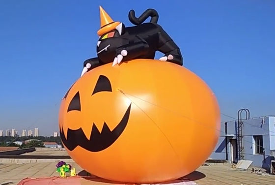 4m de Opblaasbare Pompoen van Halloween van Reclameproducten met Zwarte Kat