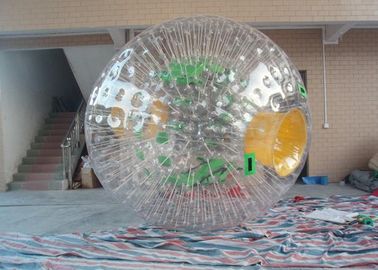 De winter 1.0mm de Opblaasbare Zorb Bal van TPU met Groene Harnees en Gele Uitgangen