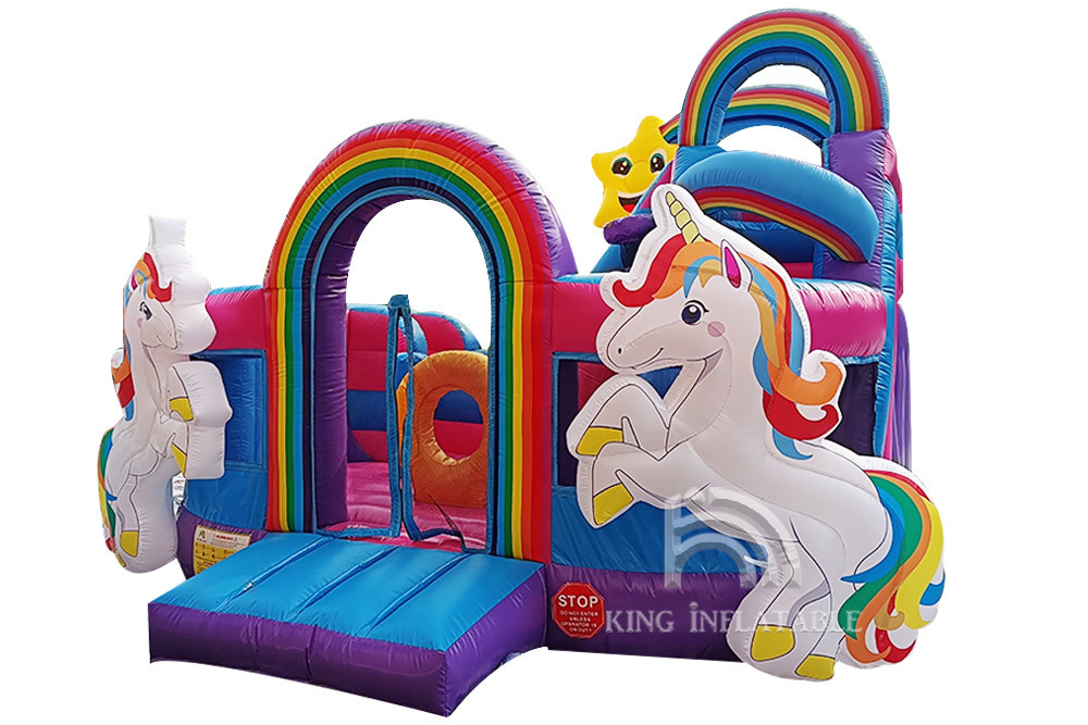 Van de de Diaprinses van jonge geitjesunicorn bouncy castle with water van het de Regenboog opblaasbare Water van Pink Giant Jumping de Spronghuizen