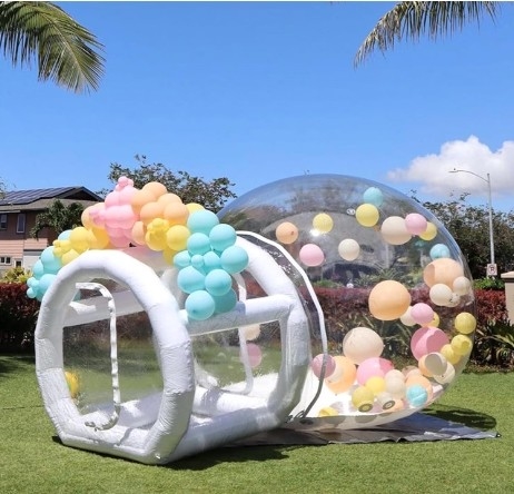 Buitenopblaasbare bubbel tent transparante kristallen koepel opblaasbare bubbel tent met ballonnen voor bruiloft