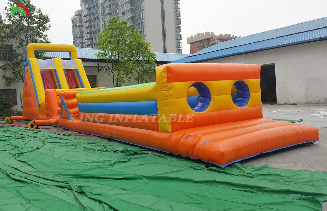 Custom Sport Opblaasbare Carnavalspelen Opblaasbare Challenge Race Hindernisbaan Met Dubbele Lijn Klimmen En Glijbaan