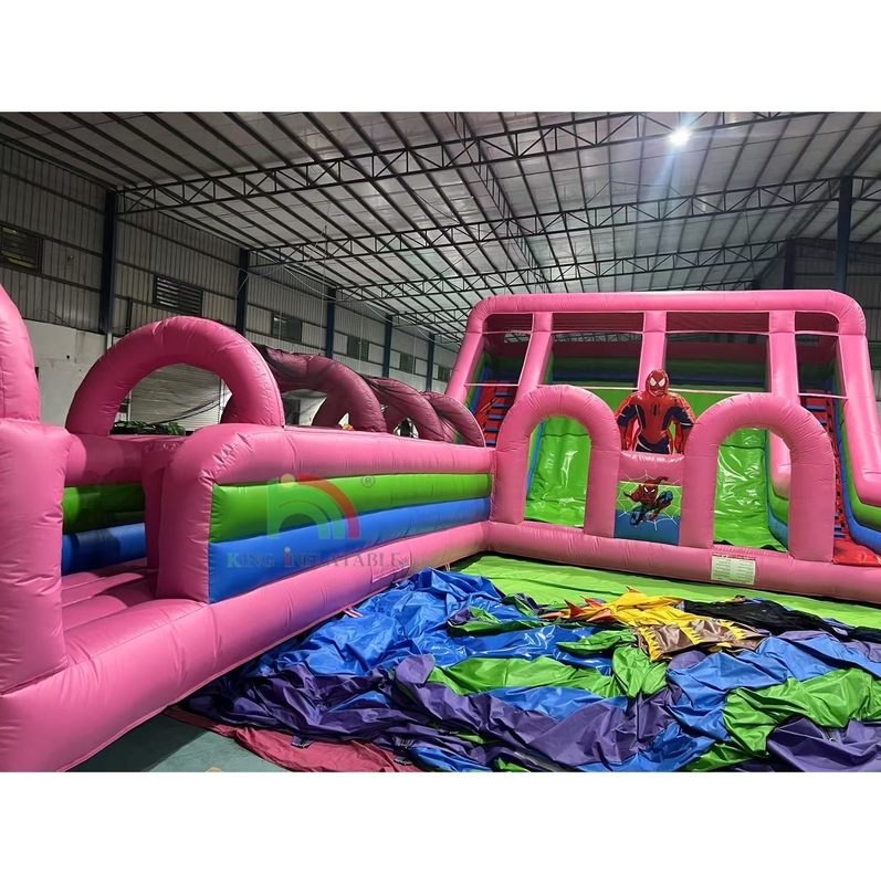 Commerciële kwaliteit PVC Spider-Man waterslide opblaasbare bounce house combo obstakelbaan glij glij opblaasbare water glij