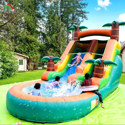 Commerciële droog- en natwaterglijbaan opblaasbare tropische Fiesta Breeze Kids opblaasbare waterslide met zwembad